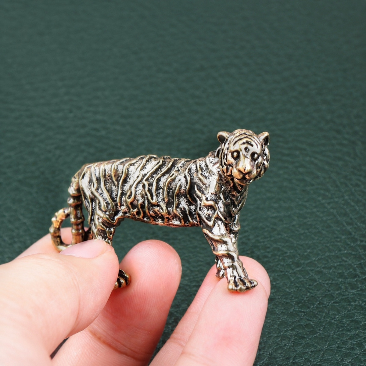 Solid Brass Stripy Tiger Figurine