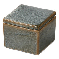 Small Blue Decorative Stoneware Box