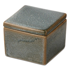 Small Blue Decorative Stoneware Box