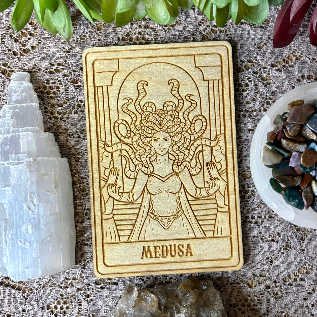 Medusa Deity Card | Altar Decor | Wall Art | Shelf Leaner