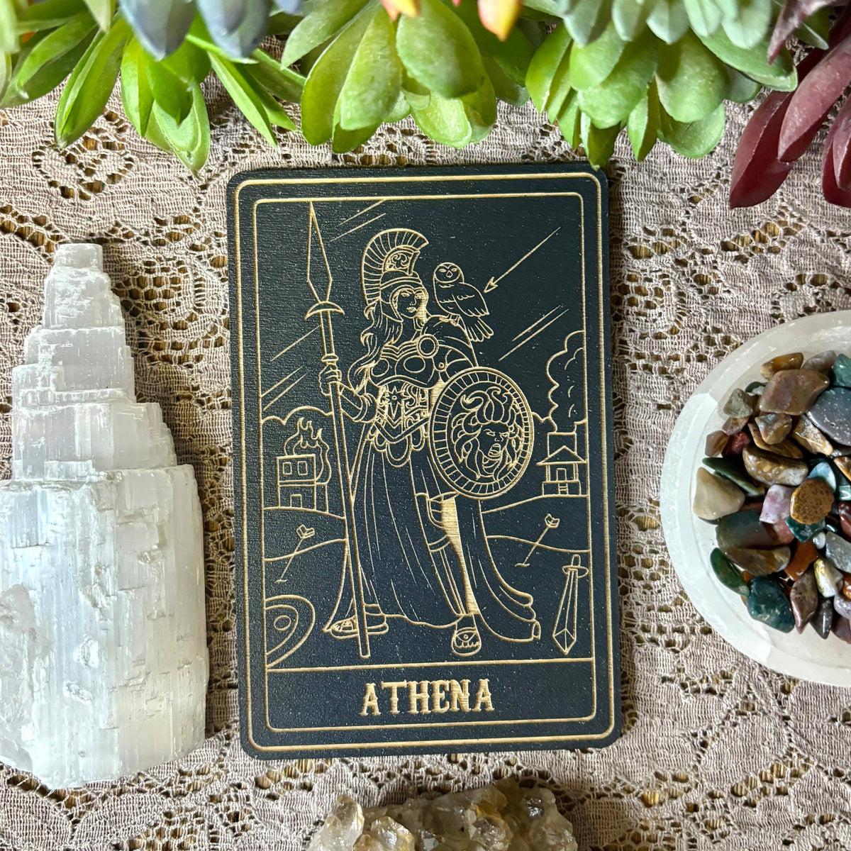 Athena Deity Card | Altar Decor | Wall Art | Shelf Leaner