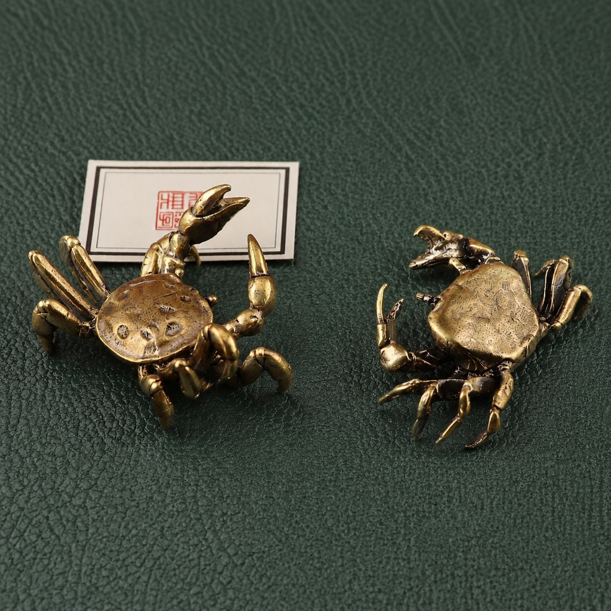 Solid Brass Crab Figurine Pen Holder