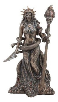Hecate Goddess of Magic with Serpent Bronze Statue