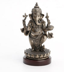 Ganesh on Lotus Cold Cast Bronze Statue