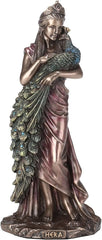 Goddess Hera with Peacock Cold Cast Bronze Statue