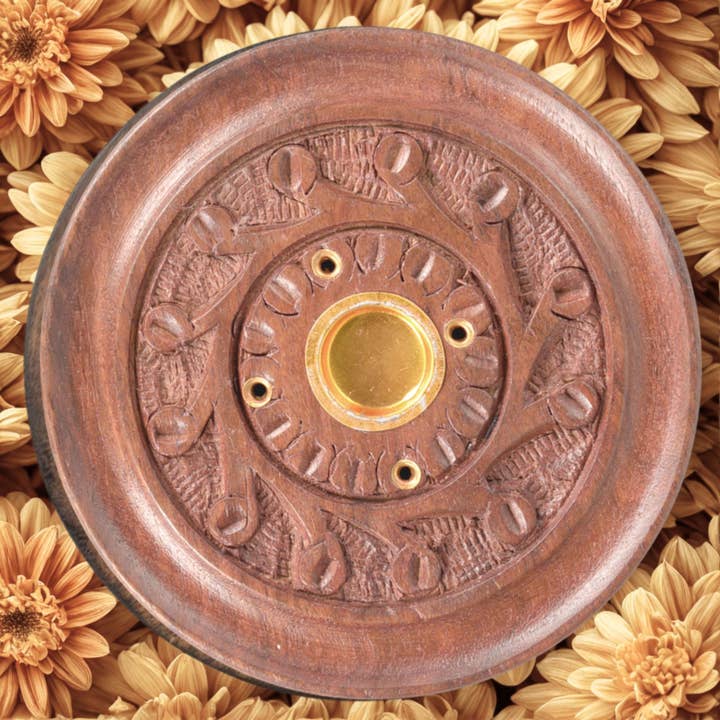 Ivy Wood Plate Incense Burner