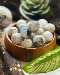 Sun & Moon Crystal Duo Set | Sunstone & Rainbow Moonstone Mini Spheres