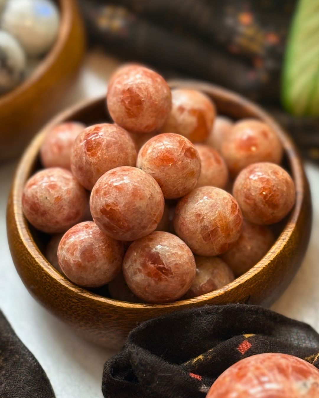 Sun & Moon Crystal Duo Set | Sunstone & Rainbow Moonstone Mini Spheres