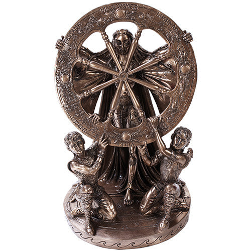 Bronze Arianrhod Goddess with the Wheel of the Year Statue