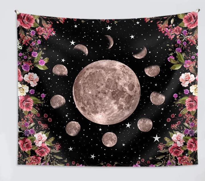 Floral Lunar Cycle Tapestry