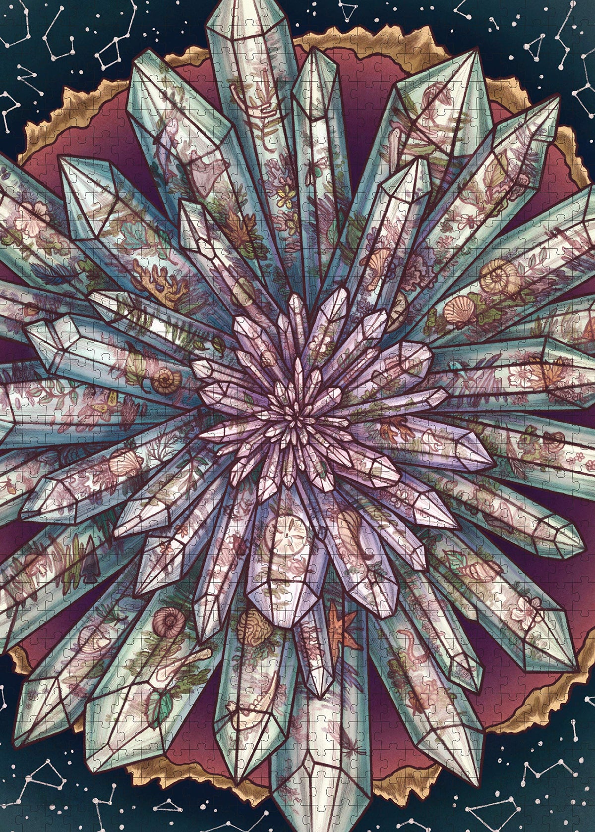 Illustrated Crystallary Garden Quartz PUZZLE by Maia Toll