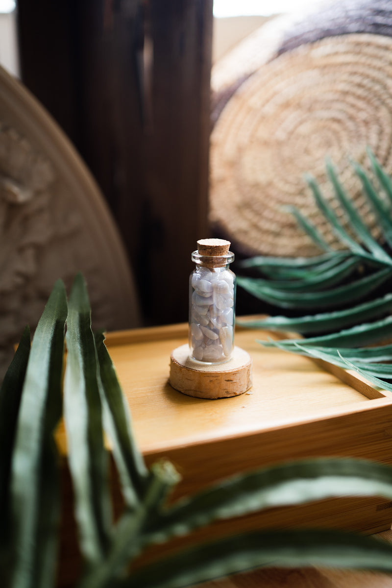 Crystal Chip Cork Jars - Various Stones