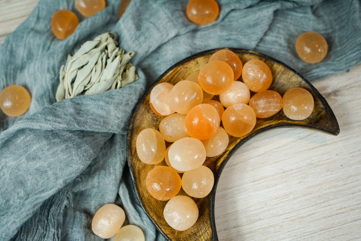 Tumbled Peach Selenite for Divine Guidance
