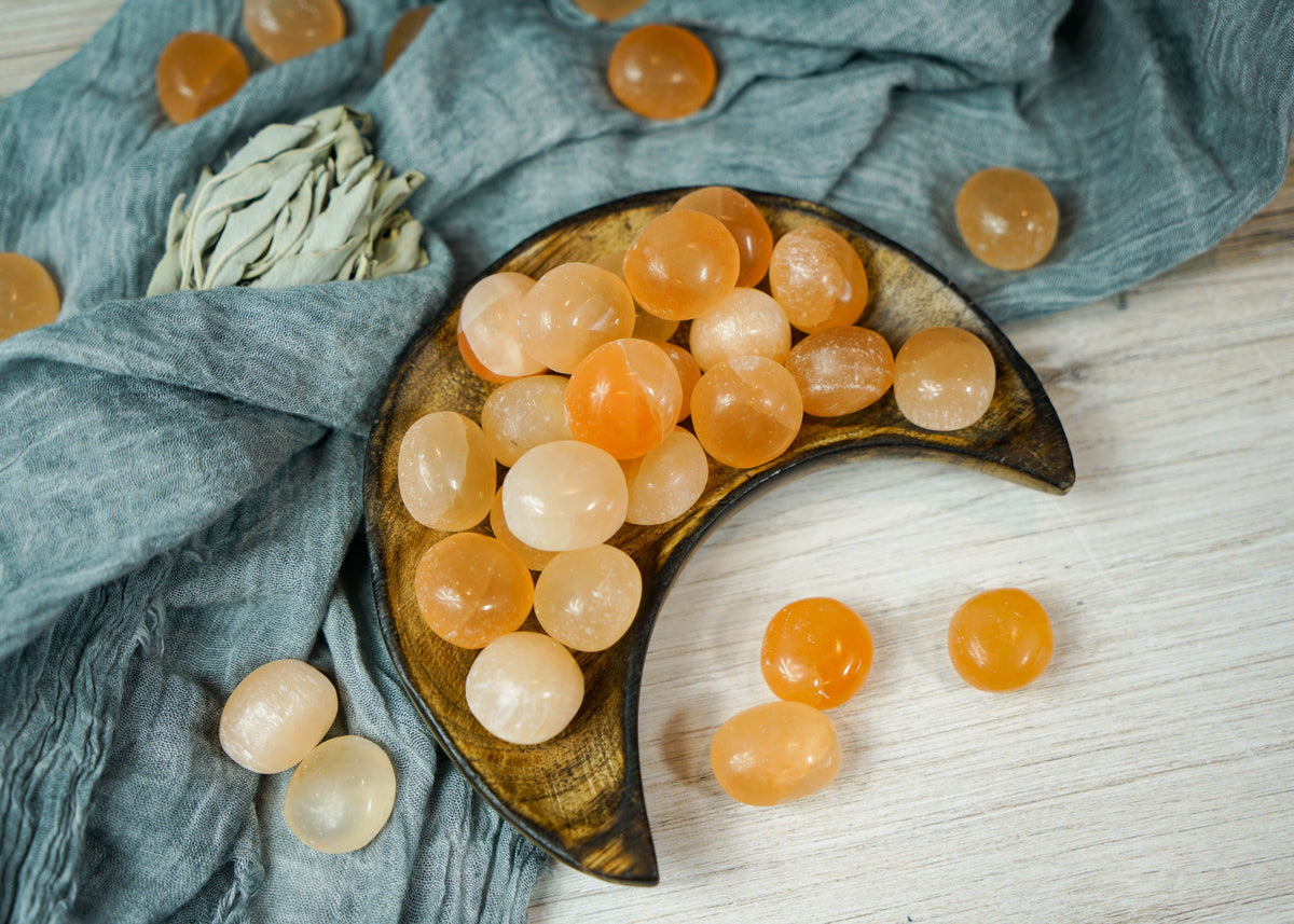 Tumbled Peach Selenite for Divine Guidance