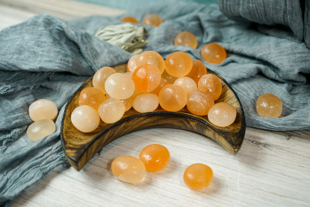 Tumbled Peach Selenite for Divine Guidance
