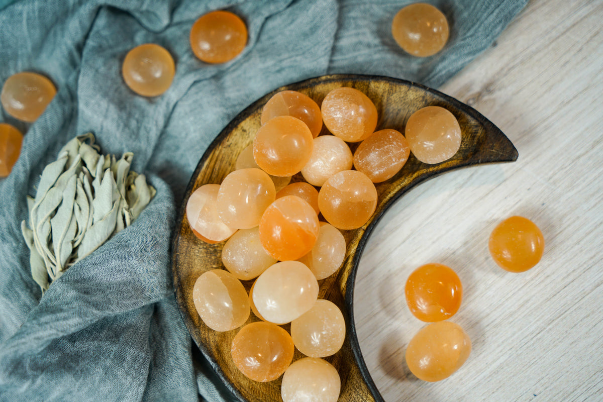 Tumbled Peach Selenite for Divine Guidance