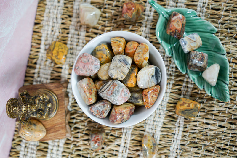 Tumbled Crazy Lace Agate for Removing Attachments