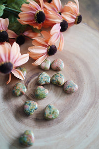 Unakite Heart Carvings for Balance & Healing