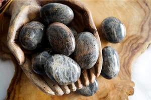 Black Moonstone Palm Stones for Turning Inward