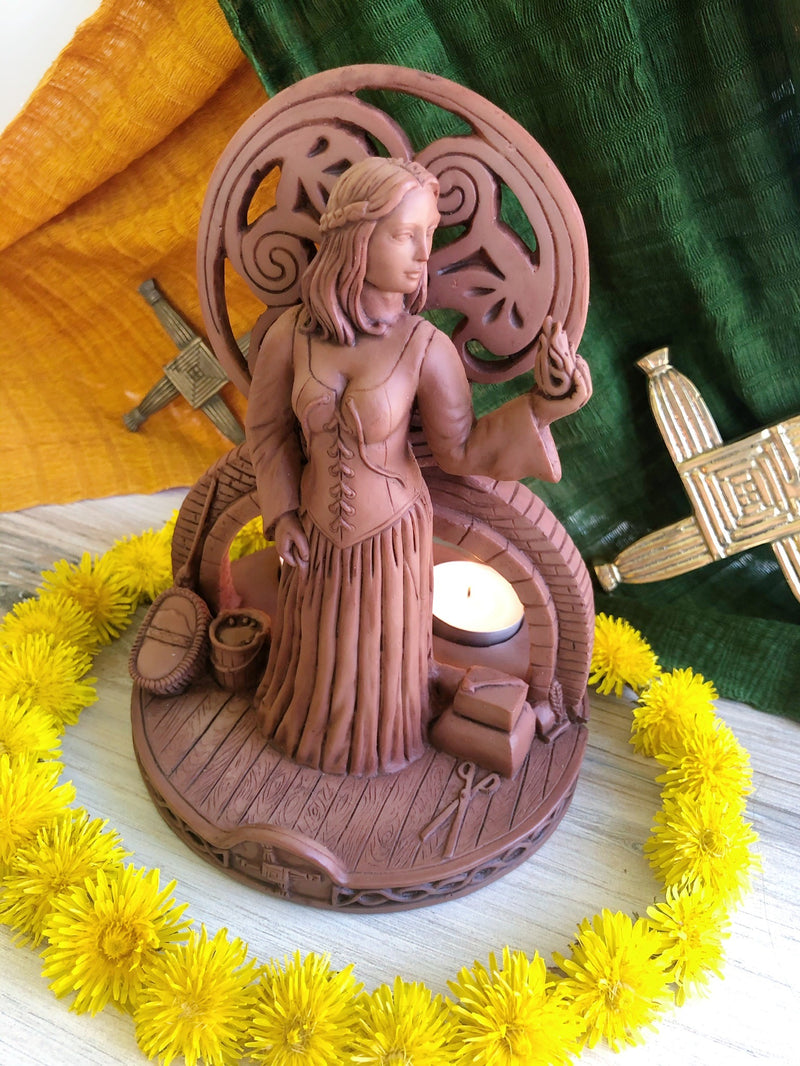 Brigit Triple Candle Holder Shrine Statue by Mickie Mueller