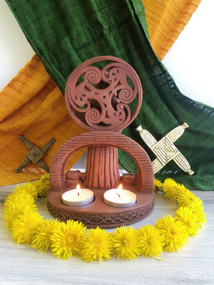 Brigit Triple Candle Holder Shrine Statue by Mickie Mueller