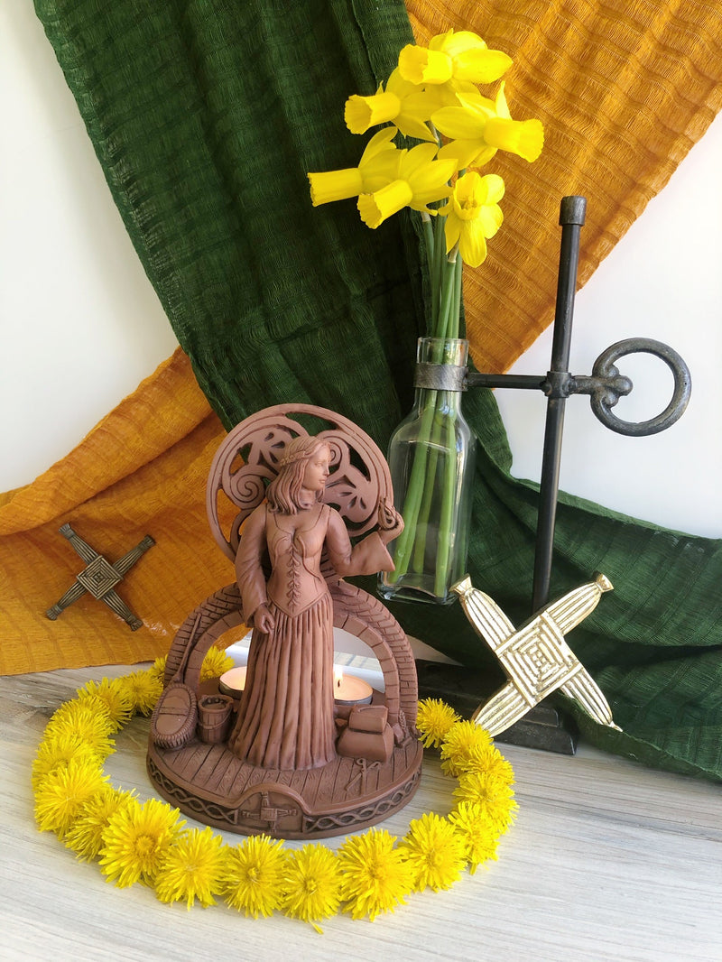 Brigit Triple Candle Holder Shrine Statue by Mickie Mueller