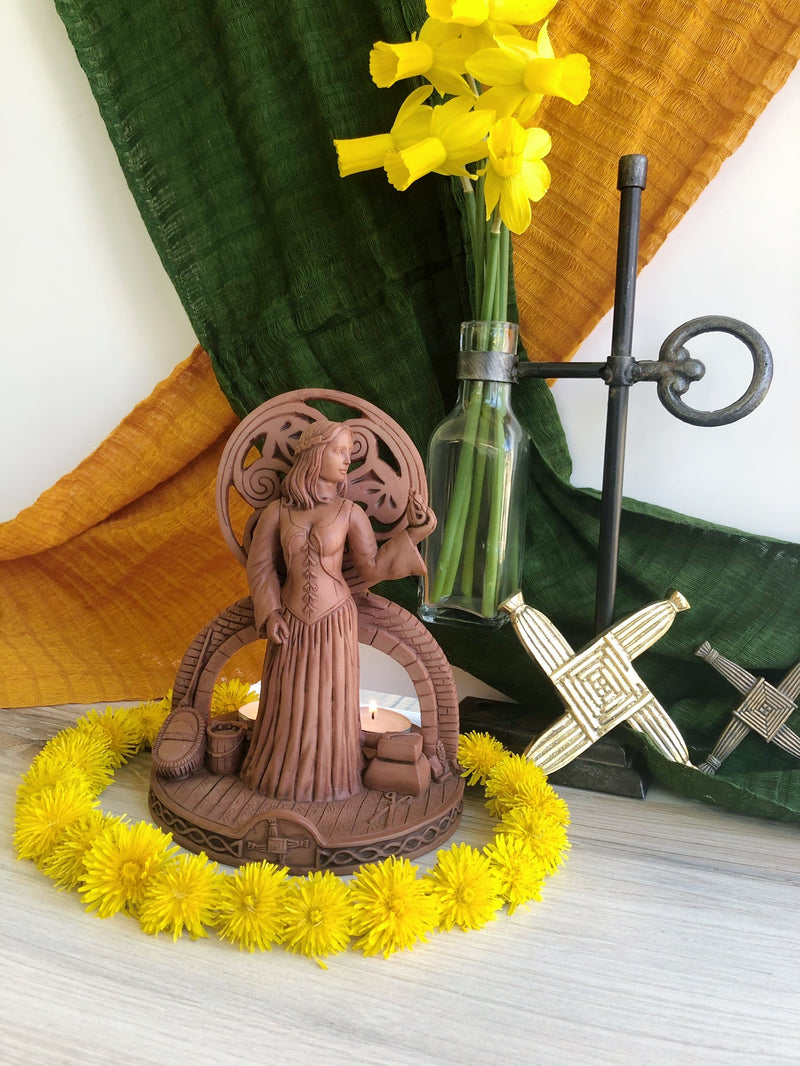 Brigit Triple Candle Holder Shrine Statue by Mickie Mueller