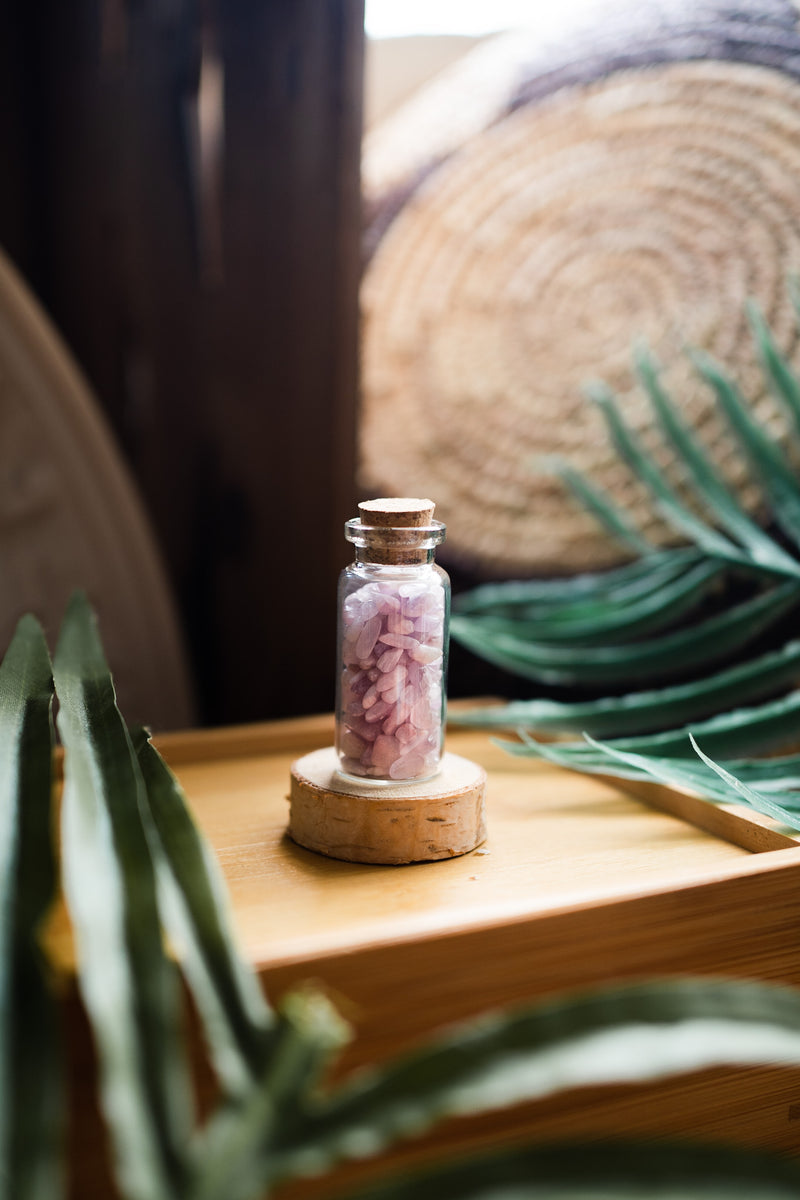 Crystal Chip Cork Jars - Various Stones