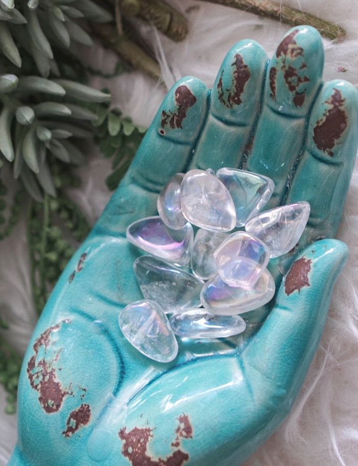 Tumbled Angel Aura Quartz for Angelic Connection