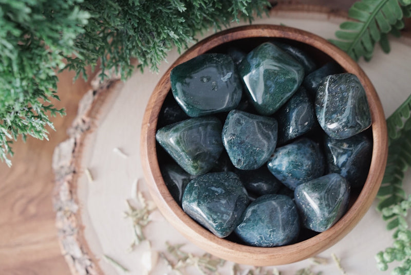 Tumbled Moss Agate for Connecting to Nature
