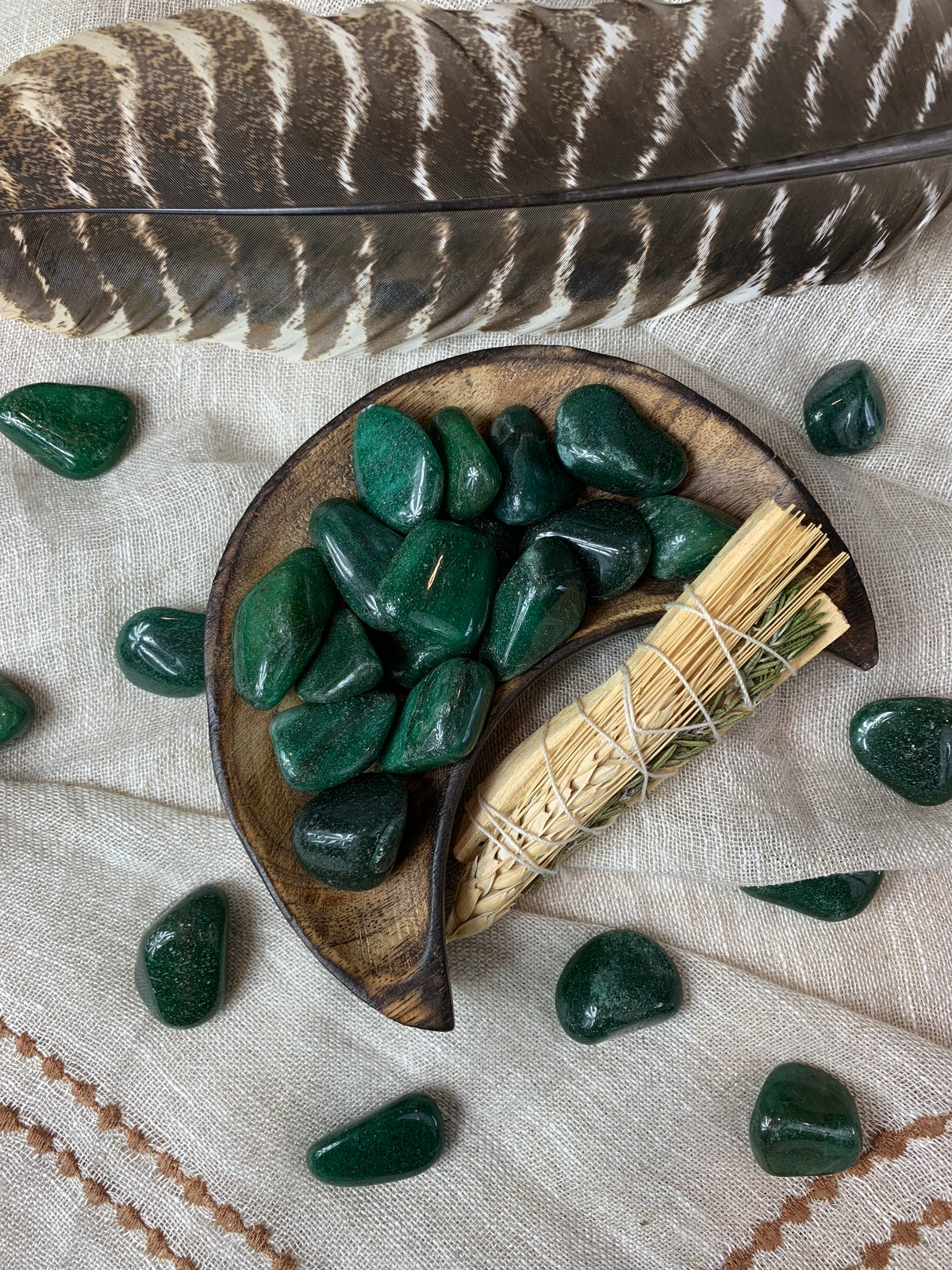 Tumbled Dark Green Aventurine for Wealth