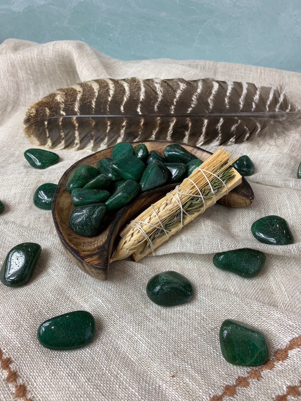 Tumbled Dark Green Aventurine for Wealth