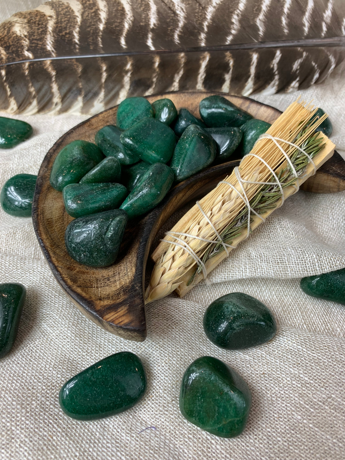 Tumbled Dark Green Aventurine for Wealth