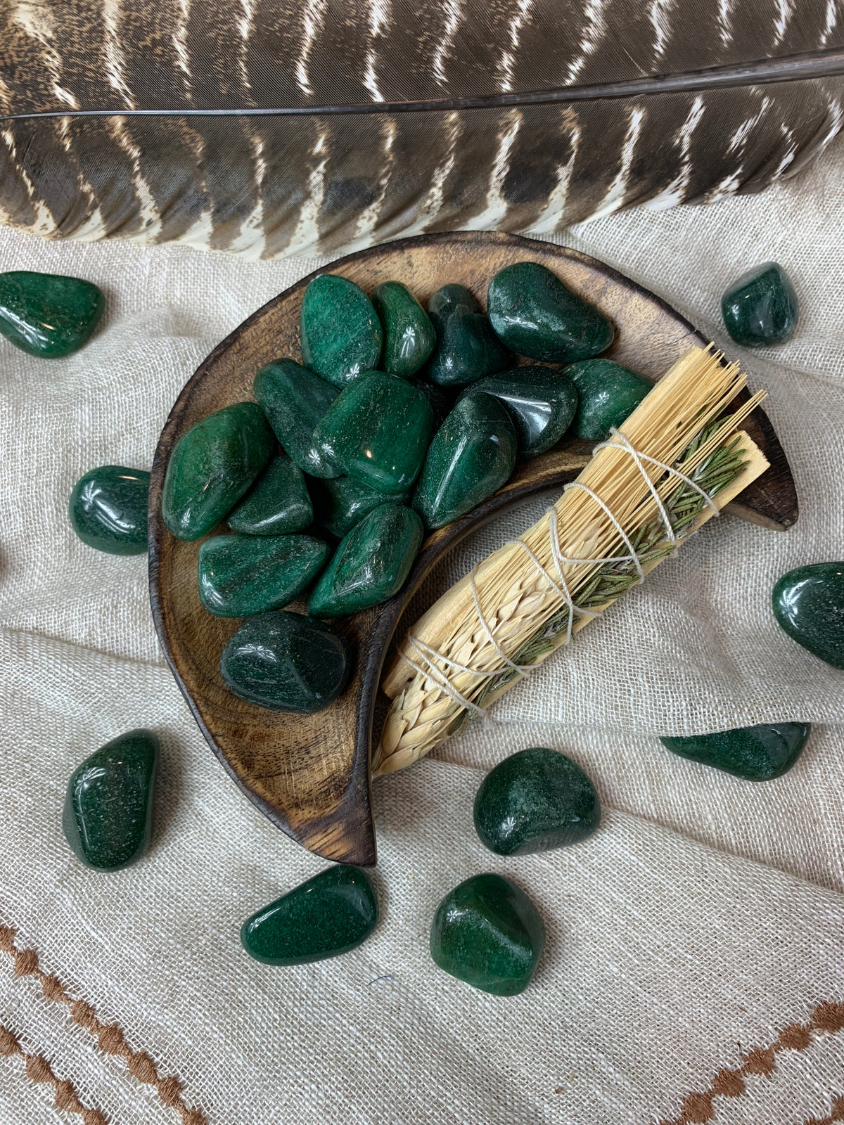 Tumbled Dark Green Aventurine for Wealth