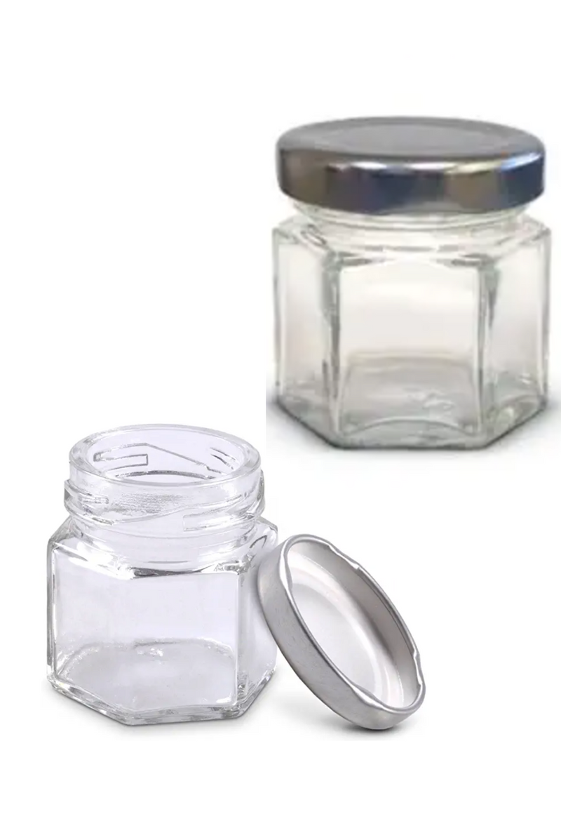 Glass Hexagon Jars - Various Sizes
