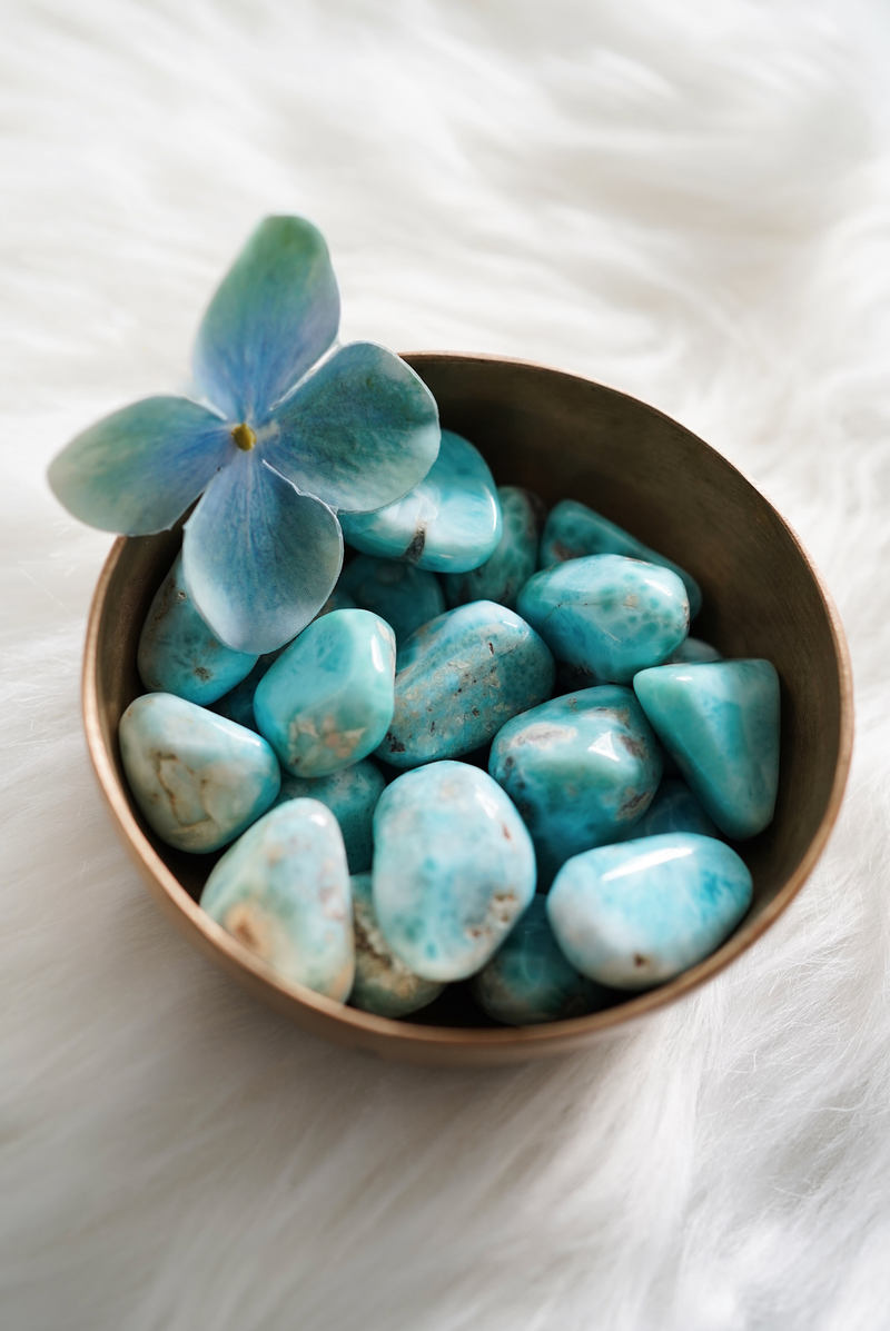 Tumbled Larimar for Peace & Communication