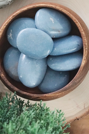 Angelite Palm Stones for Gratitude & Angelic Connection