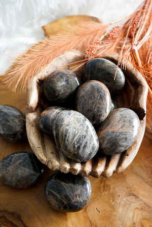 Black Moonstone Palm Stones for Turning Inward