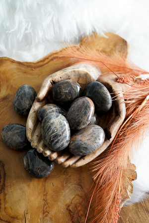 Black Moonstone Palm Stones for Turning Inward