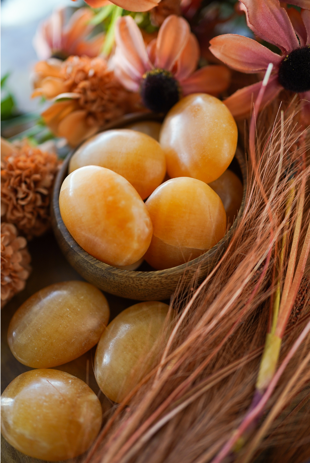 Orange Calcite Palm Stones for Motivation & Soul Purpose