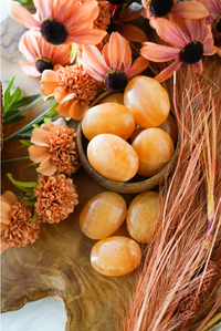 Orange Calcite Palm Stones for Motivation & Soul Purpose