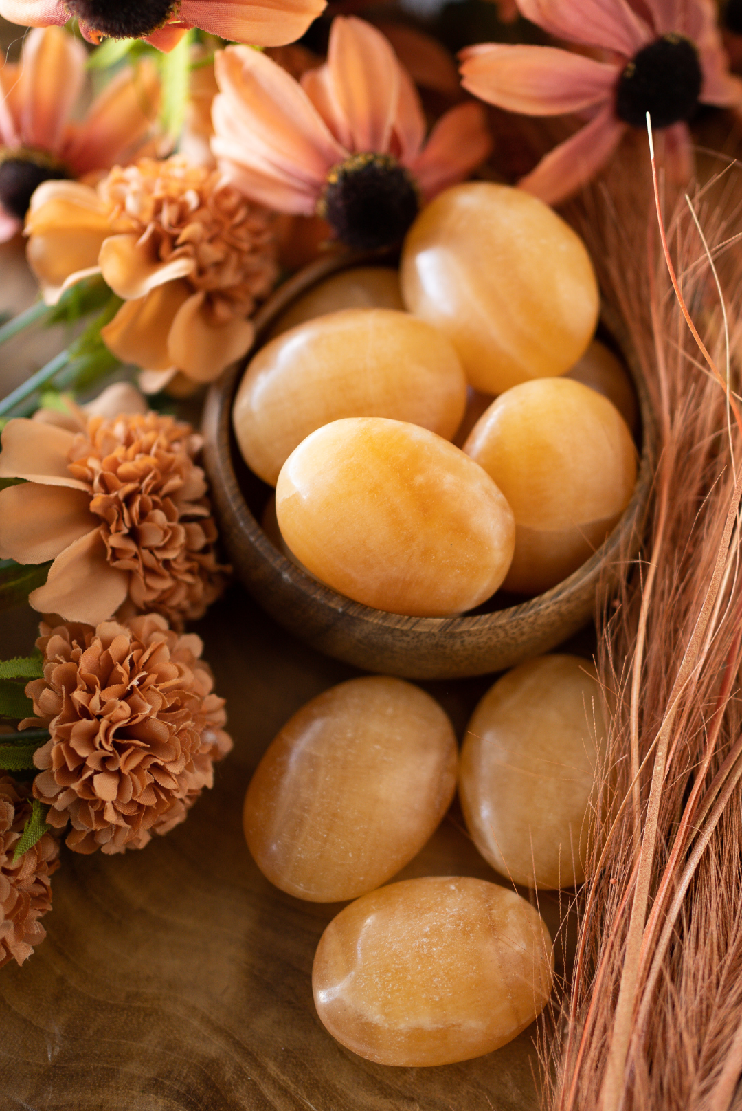 Orange Calcite Palm Stones for Motivation & Soul Purpose