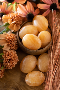 Orange Calcite Palm Stones for Motivation & Soul Purpose