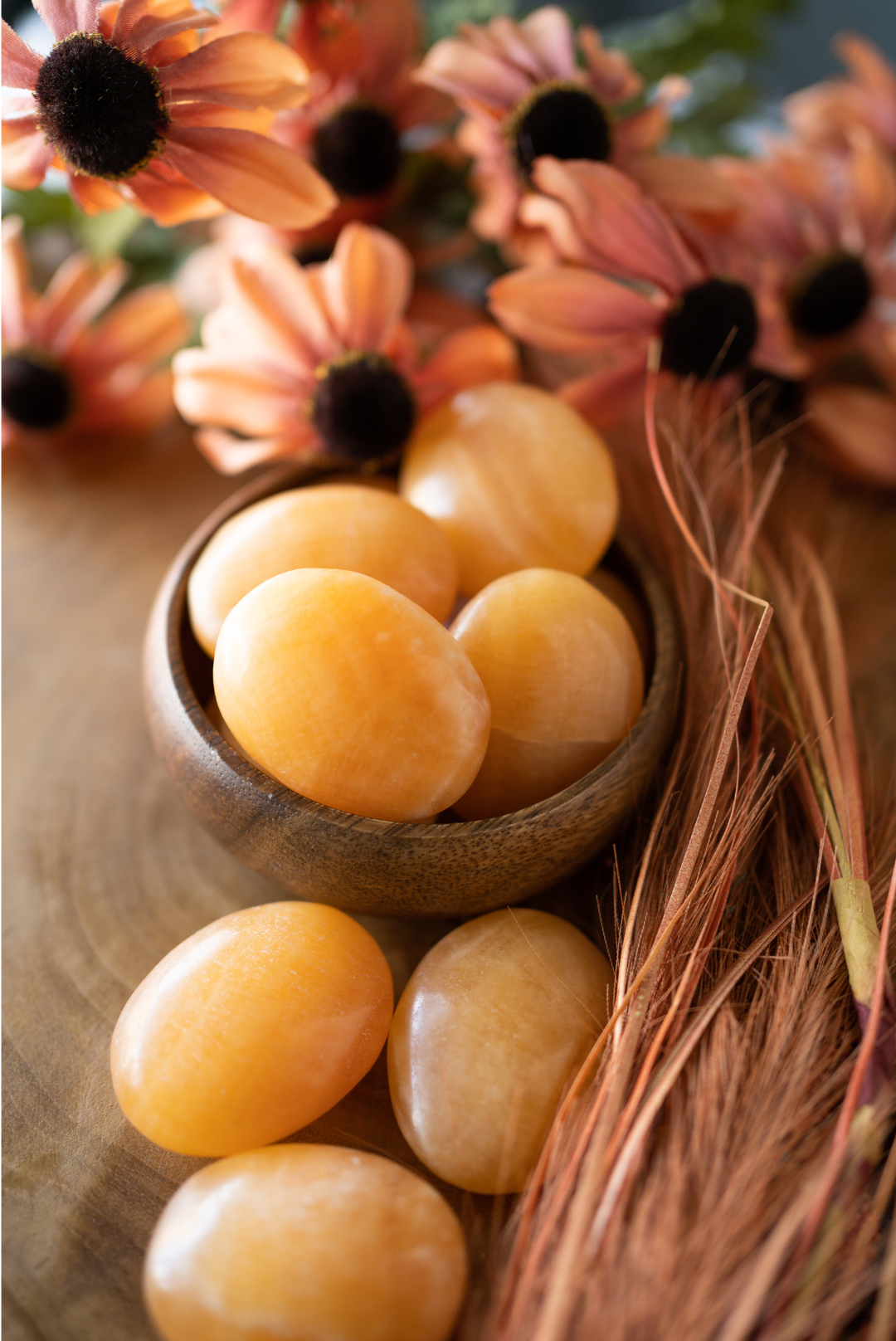 Orange Calcite Palm Stones for Motivation & Soul Purpose