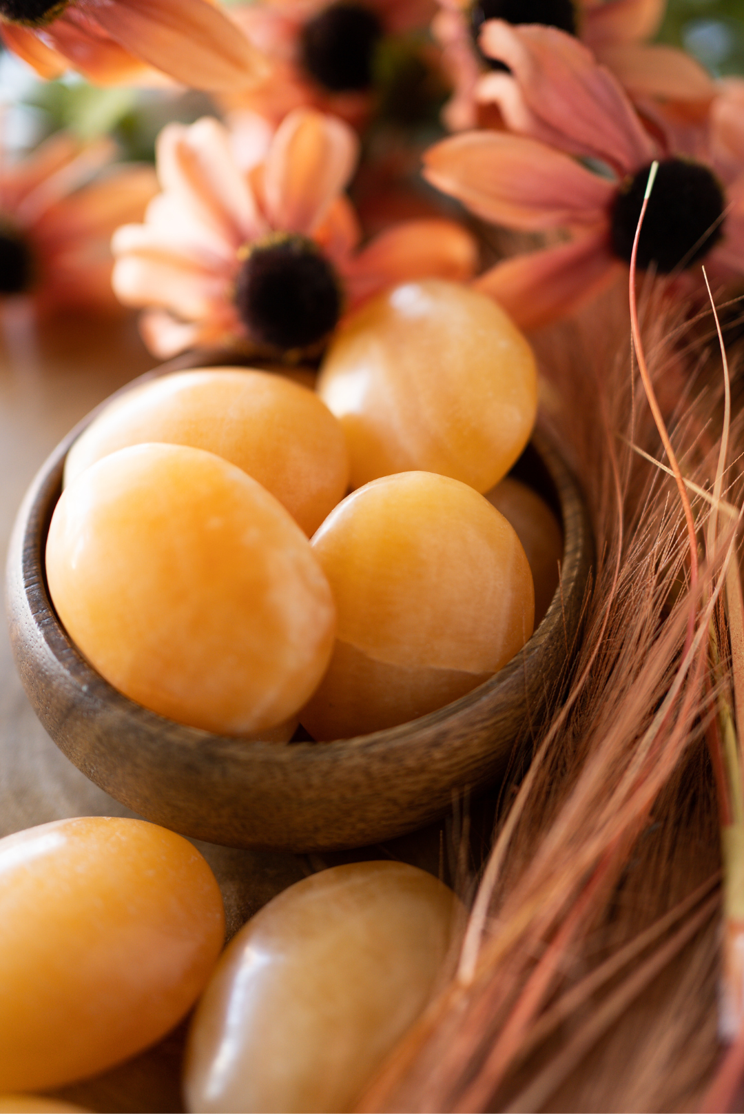 Orange Calcite Palm Stones for Motivation & Soul Purpose