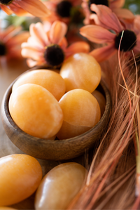 Orange Calcite Palm Stones for Motivation & Soul Purpose