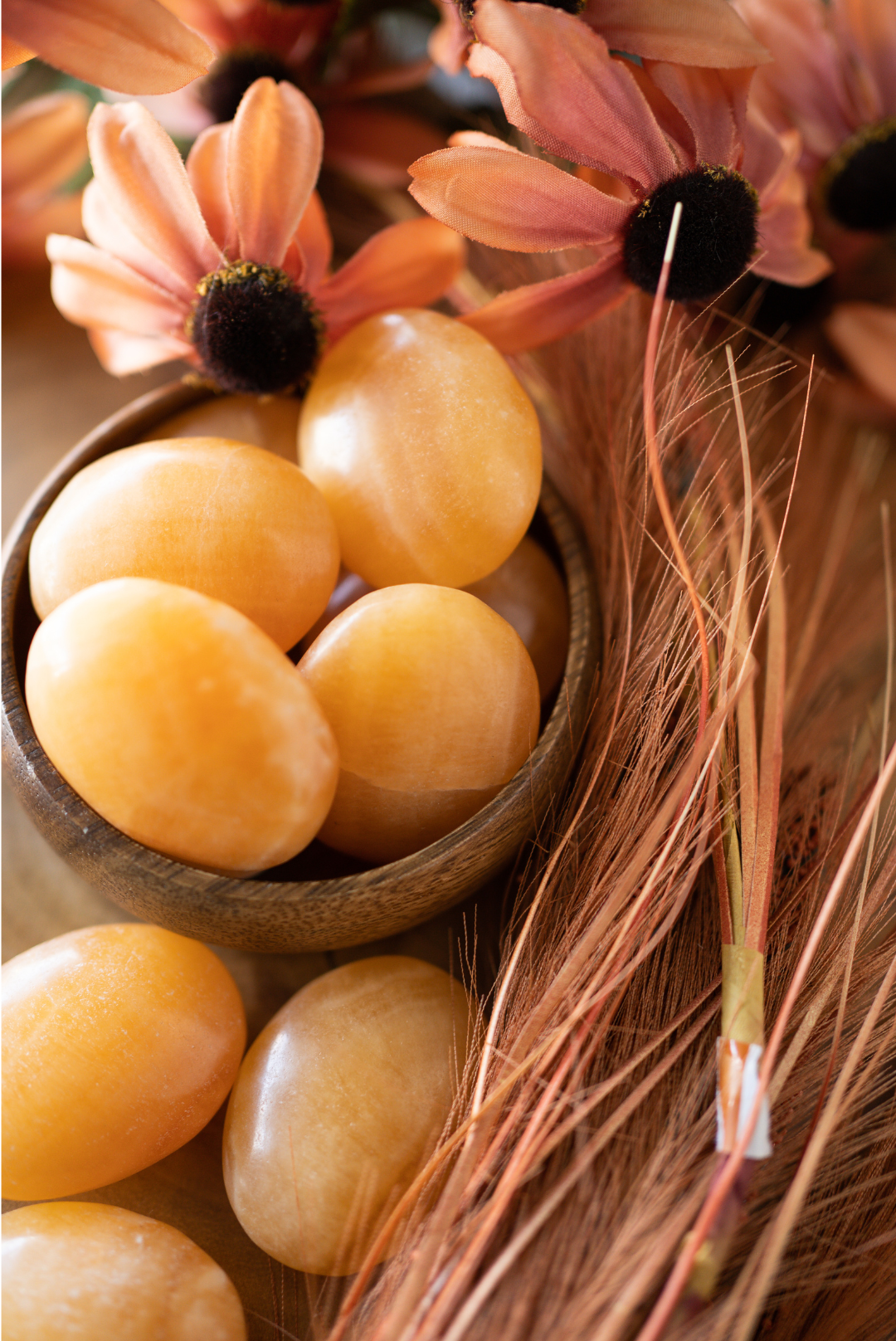 Orange Calcite Palm Stones for Motivation & Soul Purpose