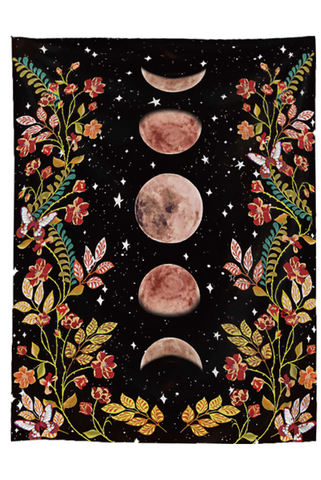 Floral Lunar Cycle Tapestry