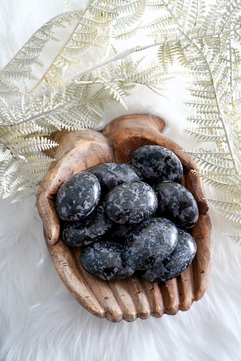 Indigo Gabbro Palm Stones for Magic & Psychic Connection