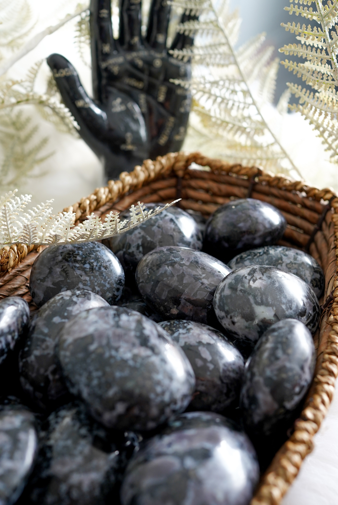 Indigo Gabbro Palm Stones for Magic & Psychic Connection
